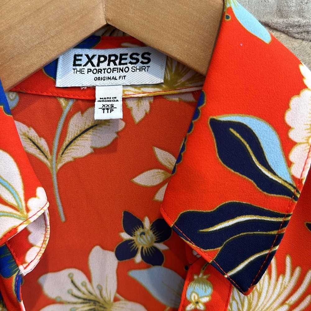 Express sleeveless Portifino Blouse Orange Floral Print - Picture 2 of 3